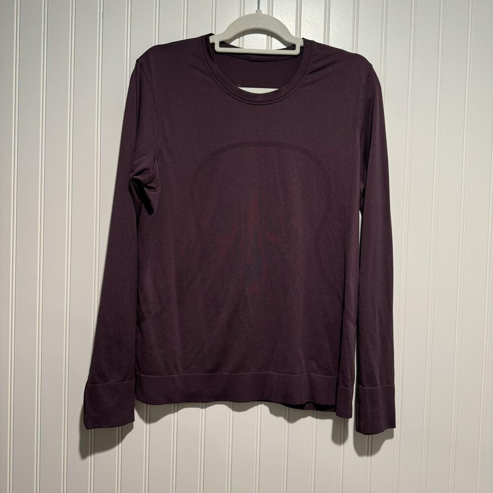 Lululemon Swiftly Breathe Long Sleeve Top Cassis Purple Size 10 - Picture 2 of 5